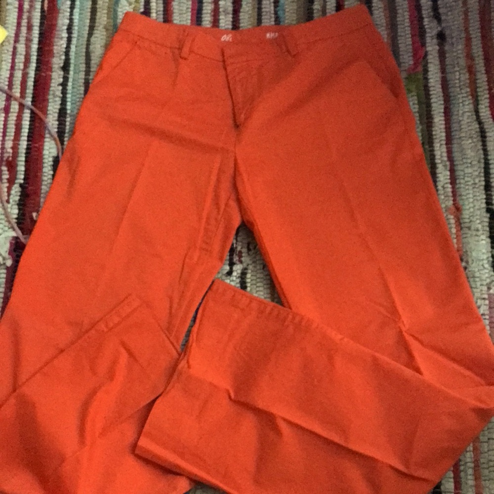 Orange wide leg trousers